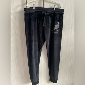 KANGOL The Velour Crystal Joggers Size XL Black‎